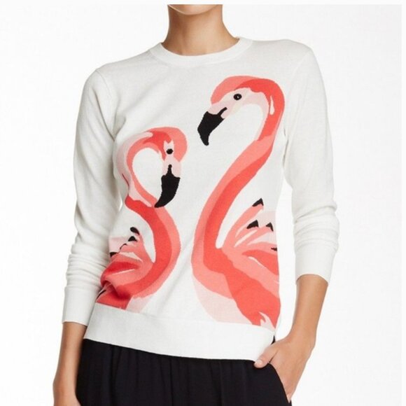 Kate Spade Iconic Intarsia Flamingo Sweater Small - Picture 1 of 7